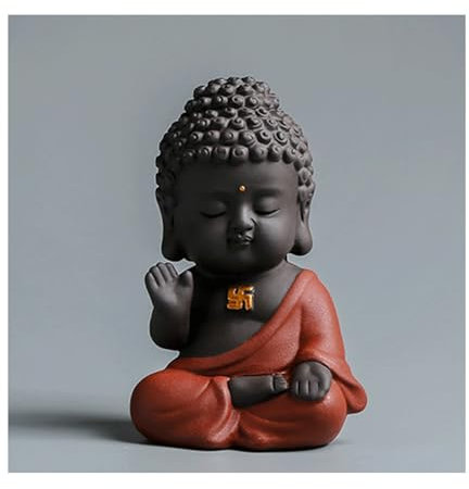 JBTBIHIG Kreative Dekofiguren – Buddha Lotus Skulptur | Einzigartige lila Ton Statue für Heimdekoration, Tischskulptur, Tischskulptur, Mittelstücke für Esszimmer