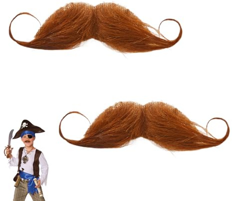2 Stück Schnurrbart zum Ankleben,Schnauzer zum Ankleben,Fake Bart Falscher,Schnurrbart Kleben Selbstklebend,Fake Moustache Detektiv 80er Verkleidung,Oberlippenbart Cosplay Kostüm für Halloween Party