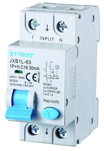 IXTRIMA Interruttore Magnetotermico Differenziale 1P+N 16A 30mA 220V-6KA CLASSE A 2 MODULI 30mA per Guida DIN - Protezione Circuiti e Sicurezza Impianti