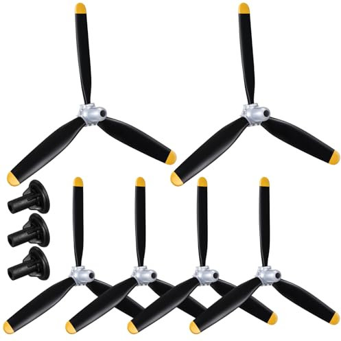 Outus 6 Sets Plane Propeller 3 Blade Compatible with F4u Rc 761-8 761-9 761-16 T28 P47 Fighter Remote Control Plane Radio Controlled Aircraft with Propeller Adapters(500mm)