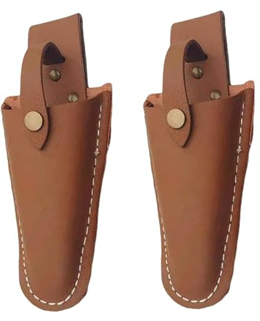 2-teilige Gartenscheren-Holster, 7, 6 x 20, 3 cm großer Leder-Scherenhalter mit Metalldruckknöpfen, verschleißfester, praktischer Etui-Taschenhalter für Gartenscheren, Zangen-Holster, Leder-Zangen-