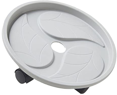GALPADA Base Redonda De Plástico Grueso para Macetas con Ruedas Móviles Soporte para Jardineras Plato Resistente para Interior y Exterior Color Gris