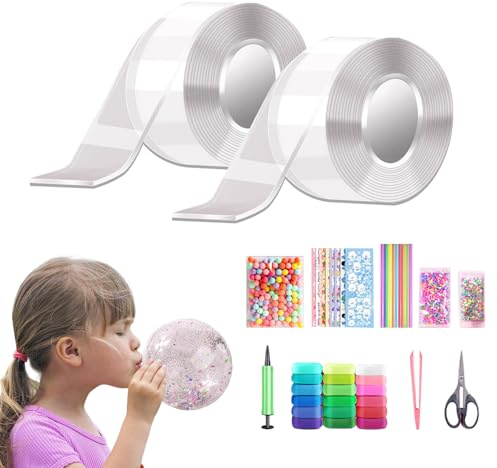 SANLIUBA Nano Tape Bubbles Set,Vielseitiges transparentes DIY-Posterband, handgefertigt zum Seifenblasenmachen und zum Stressabbau durch Seifenblasen