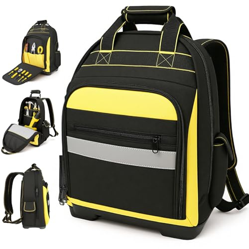 43 x 35 x 20 cm Tool Backpack, Heavy Duty Tool Backpack with Waterproof Molded Base, Easy to Carry (Backpack/Handbags) Tool Backpacks Suitable for Electrician, Plumber, Maintenance Worker