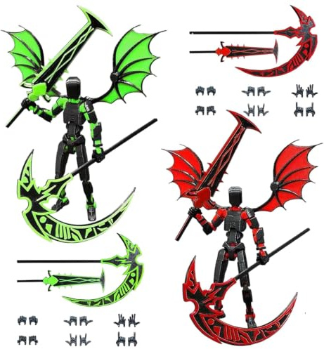 MLPKOI 2Pcs 3D Druck Actionfiguren mit Mehreren Gelenke, Beweglich T13 Action Figures mit Waffen und Handtypen, Dummy 13 Actionfigur, Action Figuren, Desktop-Dekorationen für Spielliebhaber Spielzeug