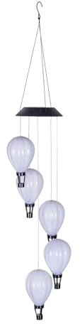 Meinposten Windspiel Luftballon Heißluftballon LED Solar Lichterkette Gartenbeleuchtung warmweiß