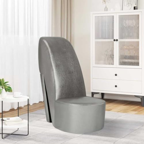 Hothingwell Stuhl in Schuhform mit hohem Absatz, silberfarben, Kunstleder, Sessel, originelles Design, für moderne Inneneinrichtung, gepolsterter Sitz, einfach zu montieren, Kapazität 110 kg