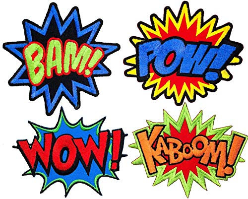 i-Patch - Patches - 0070 - Set - Wow - Bam - Kaboom - Pow - Stickerei - Applikation - Aufnäher - Sticker - Badge - Flicken - DIY - Emoji - Aufbügler - Bügelbild - iron-on - Embleme - Retro