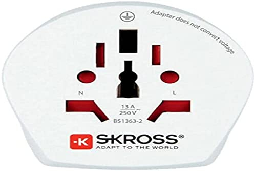 SKROSS - 1.500210-E | Combo Monde vers Australie | Adaptateur de Voyage vers Europe, Australie Chine. 2 Produits en 1 - Tension et Puissance 100V – 1000W / 250V – 2500W - Protection Anti Choc KID SAFE