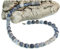 Handgemachte Schlangenhaut Achat Perlen Kette mit versilberten Hämatit Perlen und Plättchen, Edelstahl Verschluss, Unikat