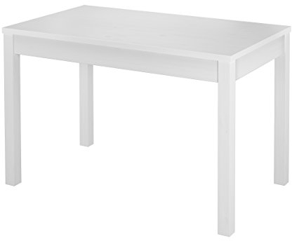 Erst-Holz Weißer schmaler Esszimmertisch aus Kiefer massiv 70x120 cm wählbares Tischbein-Design V-90.70-54W