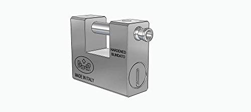 PREFER - Lucchetto blindato da serranda - 2 Chiavi in ottone nichelato in dotazione - Cilindro tradizionale - 30x70x84 mm