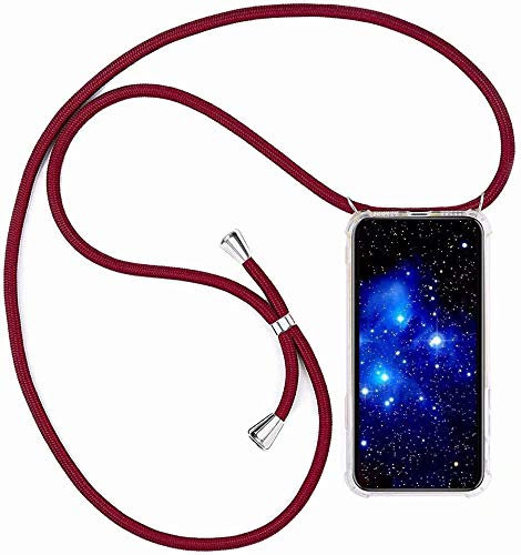 Bigcousin Coque Compatible avec Huawei Honor 9,Coque avec Cordon,Étui de Protection en Silicone avec Collier Case Portable Cover,Rouge