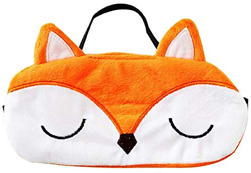 Ulife Mall Nette 3D Fuchs Flauschige Tier Augenmaske für Schlaf Reisen Atmungsaktiv Eyeshade Augenabdeckung Augenblende Schlafmaske Kinder Erwachsene, Orange