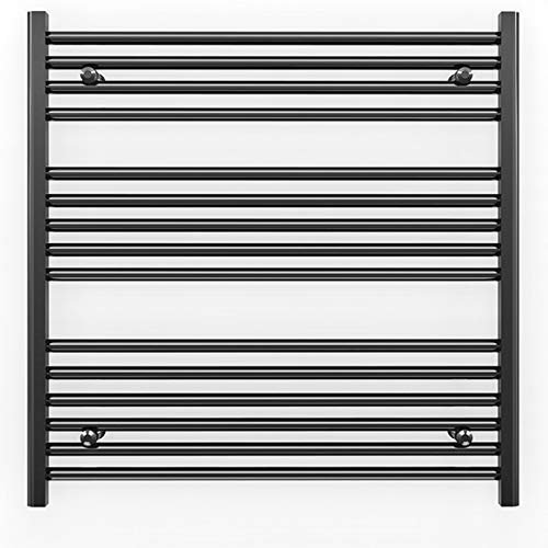 Myhomeware 700mm Wide Black Flat Heated Bathroom Towel Rail Radiator For Central Heating Elegant Designer UK Alyssa 700 (W) x 800 (H) Black