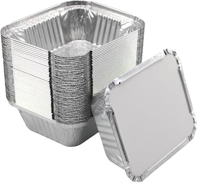 Enpack Aluschale R28L-450L - 100 Stück Aluminiumschalen mit Deckel - Aluminium Menüschale - eckige Alu Form mit 450ml - Aluschalen Take away - Grillschalen - Einwegverpackungen - Einmalbehälter