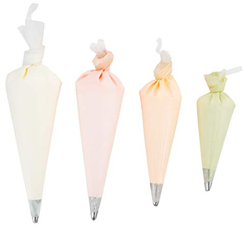 Restaurantware-Pastry Tek Piping Bag Set, Set Of 4 Reusable Icing Bags - Durable, White Silicone Pastry Bag Kit, Anti Burst, Decorate Cakes, Cupcakes, Macarons, Or Cookies