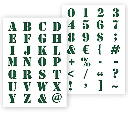 QBIX Letter Schablone Industrial - Alphabet Vorlage mit Buchstaben und Zahlen - Buchstabenhöhe 3 cm