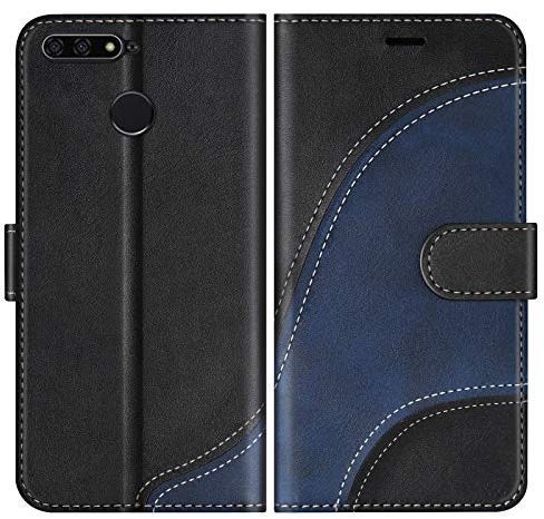 BoxTii Coque pour Huawei Y6 2018 / Huawei Honor 7A, Portefeuille Etui en Cuir PU, Magnétique Protection Housse Coque pour Huawei Y6 2018 / Huawei Honor 7A, Noir