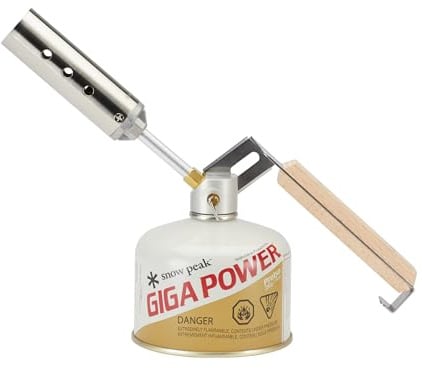 Snow Peak Faltbarer Camping-Kochbrenner, kompaktes Holzdesign, Isobutan-Kraftstoffkompatibilität, starke Flamme zum Kochen im Freien, ideal für Takibi Fire & Grill