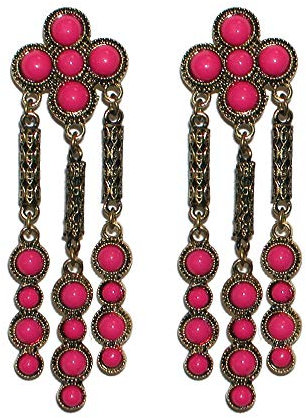Desconocido PENDIENTE DE FLAMENCA CON TRES COLGANTES (FUCSIA)