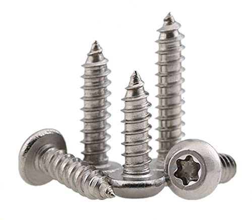 Qrity 50 STÜCKE M4x10mm selbstschneidende Schraube, Torx Flachkopfschrauben, Edelstahl Rundkopf Selbstbohrende Schrauben
