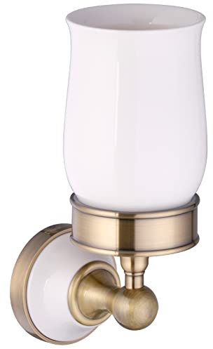PaulGurkes Bad-Accessoires Bronze Messing Antik Keramik, PGCOSMOS-B-AM:Zahnputzbecher