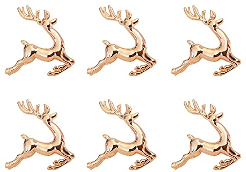 6 Stück Hirsch Serviettenringe, Gold Hirsch Serviettenringe, Kreative Hirschform Schnallen, Gelten Geburtstagsfeier Weihnachten Restaurant Tischdekoration(Rosé Gold)