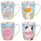 YöL Set Of 4 Mugs Farm Animals Porcelain Mug Coffee Tea Cup Multicolour 11oz Pink Blue Home Kitchen