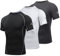 AMZSPORT Herren Kompressionsshirt Kurzarm Funktionsshirts Cool Dry Training Running Top, Schwarzweißgrau-M