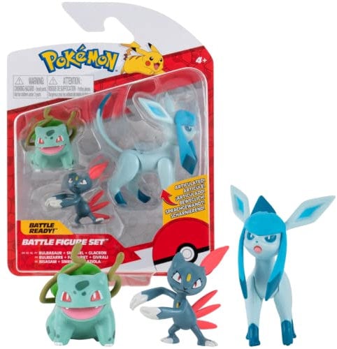 Pokémon Pokemon Figuren 3-Pack Bulbasaur Sneasel & Glaceon – 5-8 cm Figuren - Neueste Welle 2022 - Offiziell Lizenziert Pokemon Spielzeug