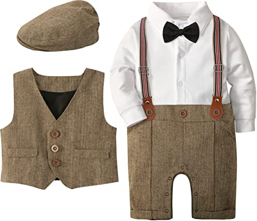 mintgreen Traje Bebé Niño Conjunto Smoking Bautizo Boda, Marrón, 9-12 meses