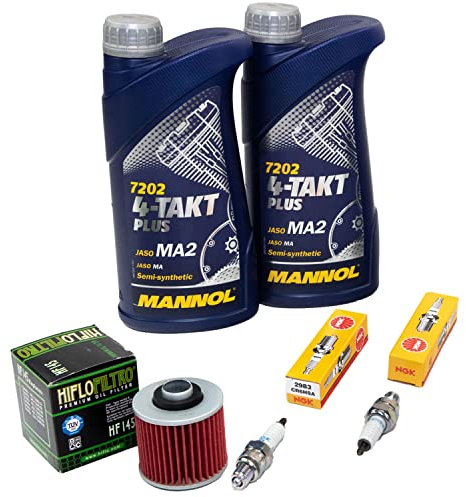 Wartungspaket Öl 2L + Ölfilter + Zündkerzen für Yamaha XV 125 XV125 Virago 5AJ Baujahr 1997-2002