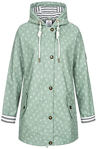Ankerglut Damen Damen Friesennerz Regenmantel Regenjacke mit Kapuze Wasserdicht Wetterfest Windbreaker Übergangsjacke #Ankerglutzauber Regenjacke (1er Pack)