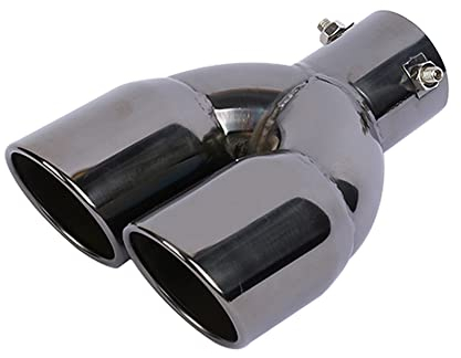 76mm Doppel Auspuffblende, Auspuffspitzen Auspuff Edelstahl Auto Auspuff Doppelrohr Blende Endrohr Doppel Auslass Y-Form Schräger Mund Auspuff Schalldämpfer Endspitze Universal Auto Endrohre, Gerade