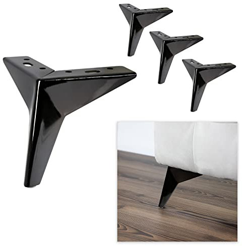 P17 - Stardust | Set 4 Füße +16 Schrauben | Farbe: Schwarzes Nickel |Höhe: 12,5 cm| Beine für Sofas, Möbel, Kleiderschränke, Sessel