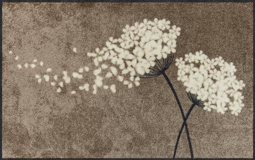 Salonloewe Fußmatte waschbar Wishfull Blossom taupe 75x120 cm Läufer Schmutzfang-Teppich Eingangs-Matte Blumen