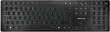 CHERRY KW 9100 SLIM, Teclado Inalámbrico de Diseño, Distribución de Teclado Español (QWERTY), Opción Bluetooth o Radiofrecuencia 2,4 GHz, Teclas Planas, Recargable, Negro/Gris