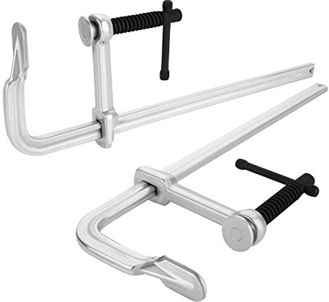 CertBuy 2 Pack F Clamps 12-Inch, Bar Clamp Adjustable, Steel Bar Clamps Heavy Duty for Woodworking, Welding, Metalworking - Silver