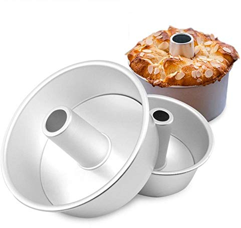 Wudaizhi Aluminiumlegierung Rund Hohl Non-Stick-Chiffon-kuchenform Angel Food Cake Paking Form Mit Abnehmbarem Boden (6 Zoll)