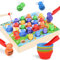 Ophy Juego de Pesca Magnético Juguetes de Madera -Montessori Juguete Educativo para Niños de 3 4 5 6 años Juego de Combinación de Colores & Clasificación Motricidad Fina Juegos con Vasos Apilables