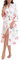 Lovasy Dressing Gowns for Women UK Long Women's Robe Soft Ladies Kimono Dressing Gowns Lightweight Knit Bath Robes for Women Loungewear Nightwear with Pocket for All Seasons,Floral White,M