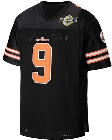 Aniwante Waterboy #9 Bobby Boucher Trikot, Adam Sandler Movie Mud Dogs Bourbon Bowl Fußballtrikot, Schwarz, 3X-Groß