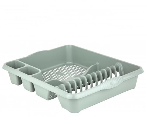 Aurora – High-Grade Large Plastic Dish Drainer and Cutlery Rack (Silver Sage)