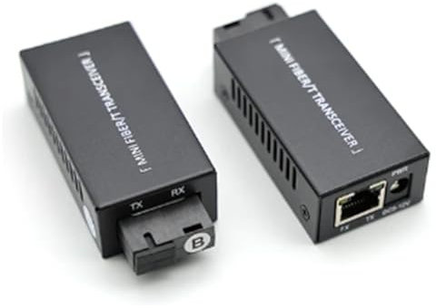 1 par Gigabit 100/1000M A/B SC - Convertidor de medios (fibra Ethernet, Rj45, transceptor óptico, 20 km, fibra de plástico y metal, color negro