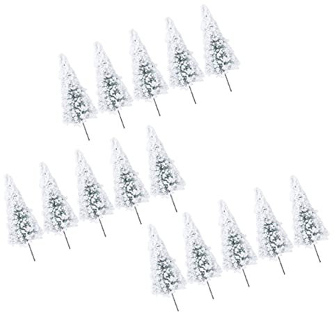 Amosfun 15St Sandbox-Modellbaum Modell Zeder Pflanzendekorationen Modelle Wohnkultur Modellbäume Landschaftsbaummodell Bahn schmücken Diorama b6 Strapazierfähiger Draht und Schwamm Weiß