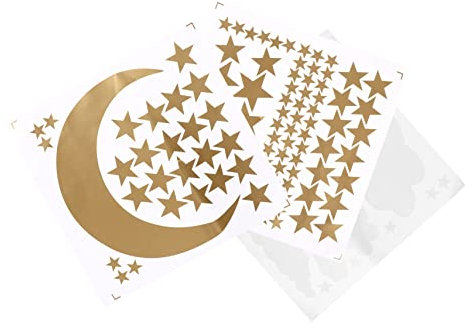 HAPINARY Wandaufkleber Sterne Mond Wolken 3d Effekt Kinderzimmer Dekoration Selbstklebend Robuste Materialien Babyzimmer Wandsticker Goldfarben