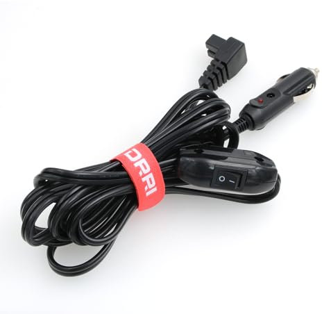 DRRI 12V/24V Mini Fridge Lead Cable Cigarette Lighter to 2Pin DC Plug Right Angle with Switch for Bodega Car Refrigerator Truck, RV, Boat，Mobicool Cooler,Car Cool Box