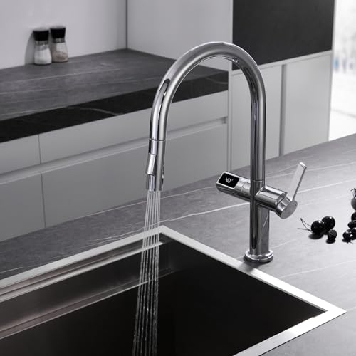 IMEX - Grifo de Cocina Extraible | Grifo Monomando Fregadero con Difusor | Griferia de Cocina con Mangera Flexible 360º | Serie Turín | Color Cromado