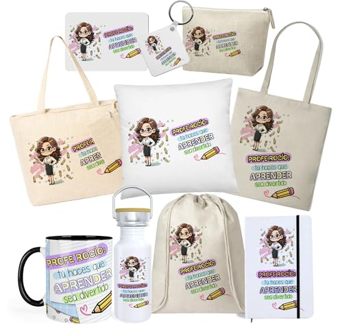 Kembilove Pack regalo profesora infantil | Pack regalo profesora | Regalos para profesoras de infantil | Taza personalizada | Regalos para profesoras